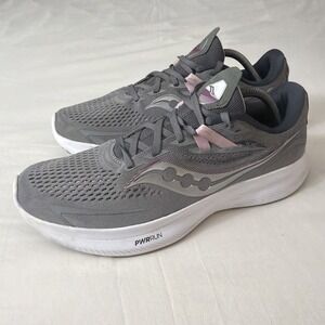 Saucony Ride 15 Womens Size 12 Gray White Pink Athletic Running Shoes Sneakers